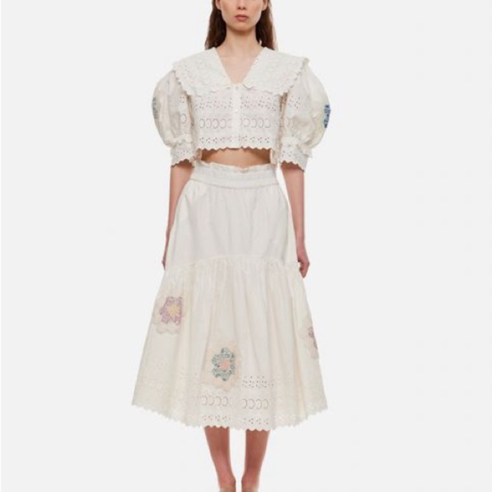 SEA NEW YORK Violette White Embroidered Skirt